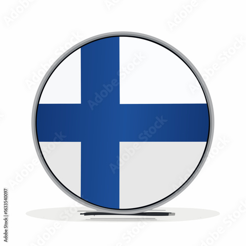 Polished flag circle showcasing the Finnish flag’s identity, suitable for posters, newsletters, and cultural promotion projects
