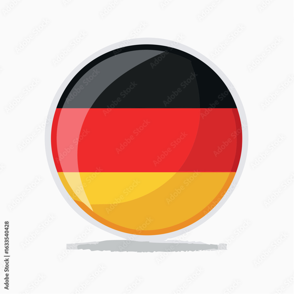 Naklejka premium Polished round flag icon representing Germany’s national colors, designed for NGO outreach, conference materials, and cross-cultural marketing 