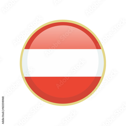 Polished circular Austria flag icon designed for branding collateral, expo booths, and cross-cultural marketing materials
