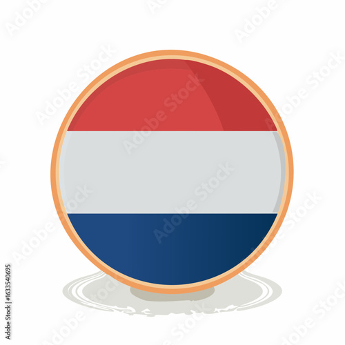 Sleek circular Netherlands flag icon designed for branding collateral, posters, and cross-cultural outreach visuals
