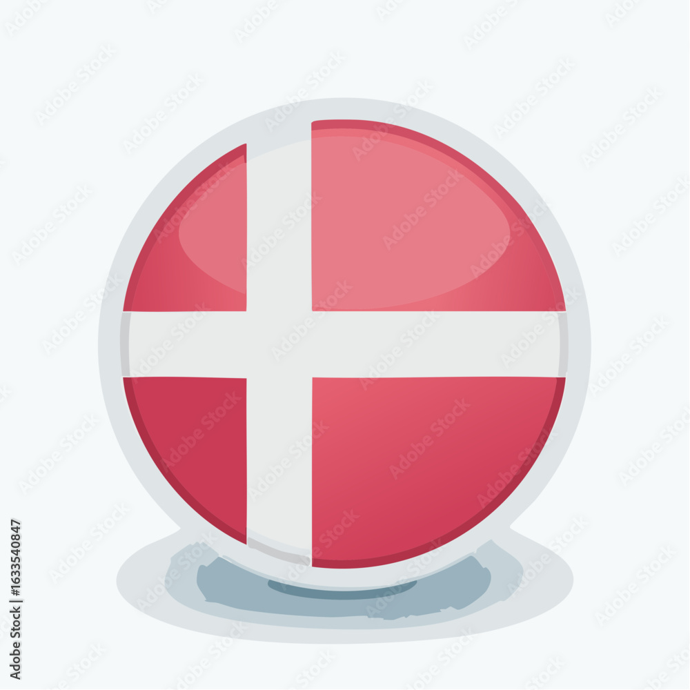 Obraz premium Sleek round Denmark flag badge suitable for NGO reports, newsletters, and promotional visuals celebrating Danish culture 