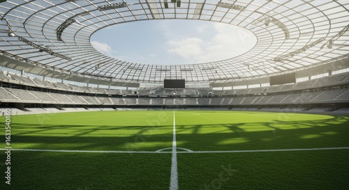 Panoramic view of a modern sports arena, offering a glimpse of architectural brilliance