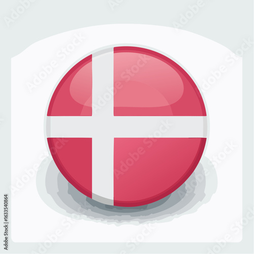 Polished circular Denmark flag icon designed for branding collateral, expo booths, and cross-cultural campaigns
