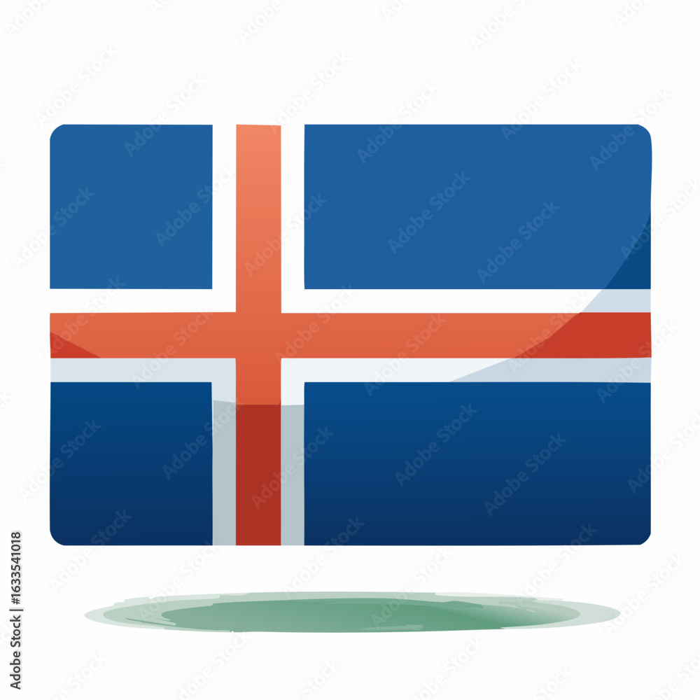 Obraz premium Sleek round Iceland flag badge suitable for newsletters, conferences, and marketing visuals celebrating Icelandic culture 