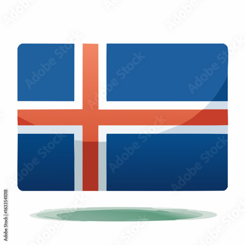 Sleek round Iceland flag badge suitable for newsletters, conferences, and marketing visuals celebrating Icelandic culture
