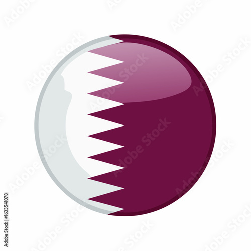 icon flag Qatar. Modern round flag emblem featuring qatar national colors, perfect for embassy communications, travel guides, and branding collateral
