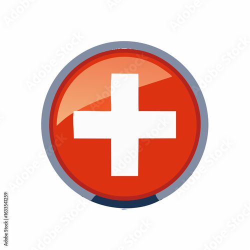 Polished circular Switzerland flag icon designed for branding collateral, posters, and cross-cultural outreach visuals
