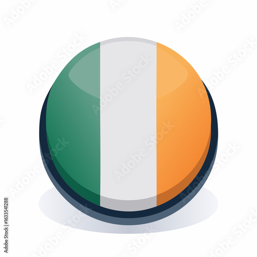 Sleek round Ireland flag badge suitable for newsletters, conferences, and marketing visuals celebrating Irish culture
