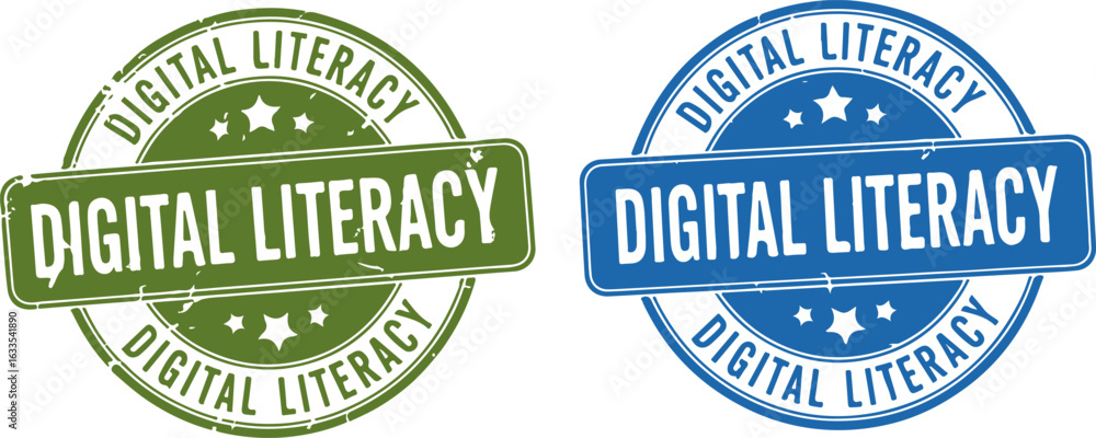 Obraz premium Digital Literacy Grunge Stamp Vector Set