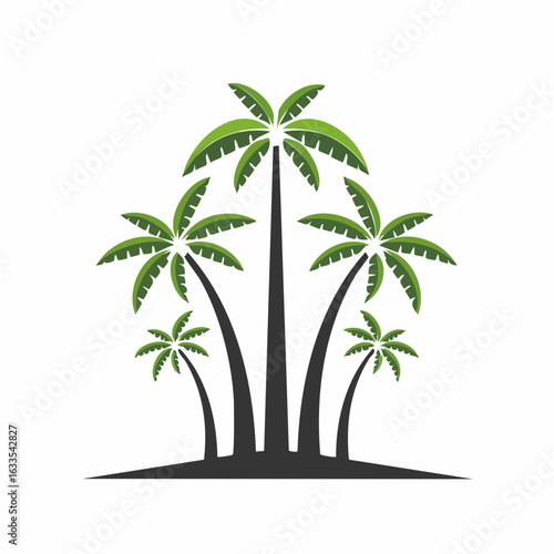 Polished round badge showcasing tropical palms, suitable for branding collateral, posters, and magazine spreads about island getaways
