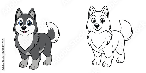 Strong Alaskan Malamute dog in a standing pose
