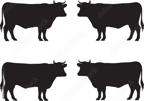 Cow Silhouette Vector | Farm Animal Clipart  Dairy Cow Silhouette | Rustic Farm Design  Standing Cow Silhouette | Livestock Animal Art
