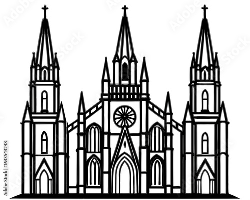 Ancient Gothic Cathedral with Stained Glass & Stone Carvings