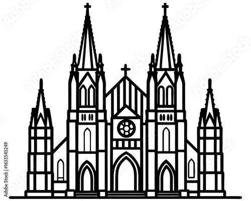 Ancient Gothic Cathedral with Stained Glass & Stone Carvings