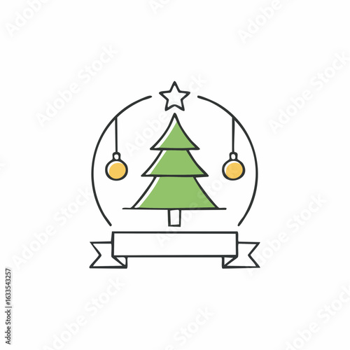 Elegant circular ornament scene suitable for winter campaigns, charitable drives, and community event branding with a modern touch
