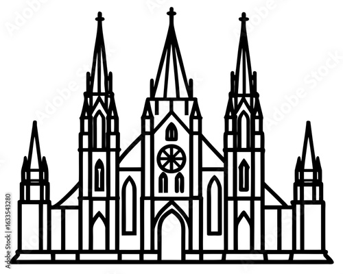 Ancient Gothic Cathedral with Stained Glass & Stone Carvings