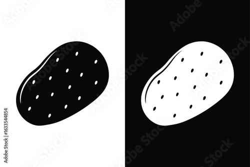 Black and White Potato Icon. Flat Outline Illustration for Food and Diet Design