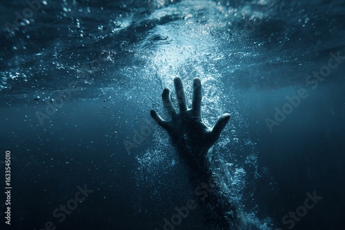 Underwater hand reaching