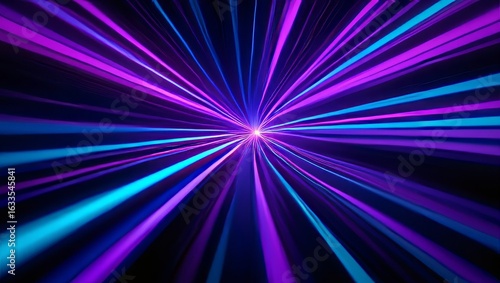 Abstract futuristic background with glowing neon lights and laser beams motion blur