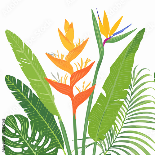 Playful circular composition of palm fronds framing a sunny horizon, designed for tourism adverts, social media, and seasonal promotions
