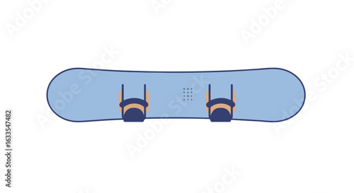 Light blue snowboard with dark blue edges & bindings, facing front