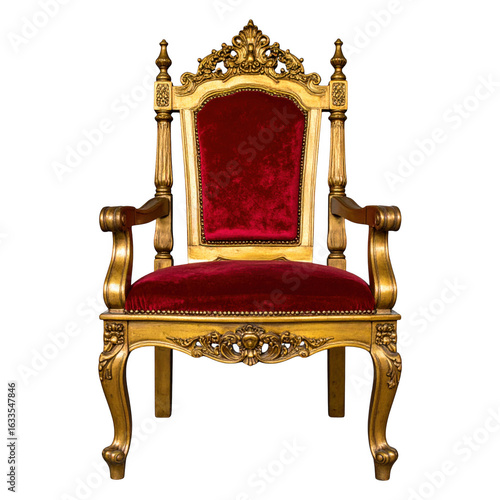 seat of the royal throne isolated on transparent and white background