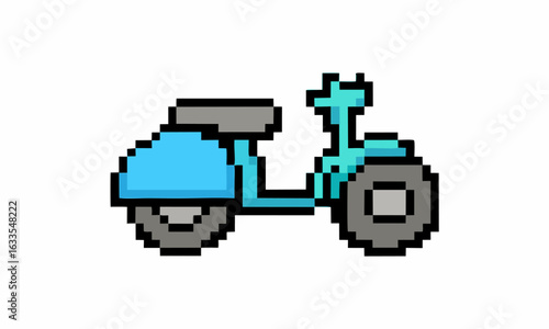 old motorcycle cartoon pixel illustration