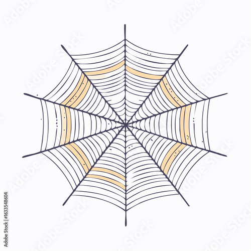 A detailed round illustration of an intricate web pattern, perfect for science posters, museum displays, and eco-conscious marketing
