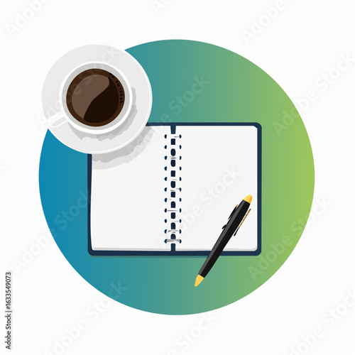 Polished round icon representing a creative workspace, designed for branding collateral, websites, and social media campaigns
