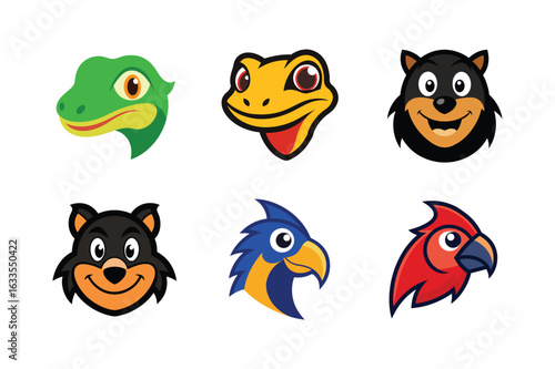 Wallpaper Mural Wild animal logo mascot faces with bold character elements Color Vector illustration Torontodigital.ca