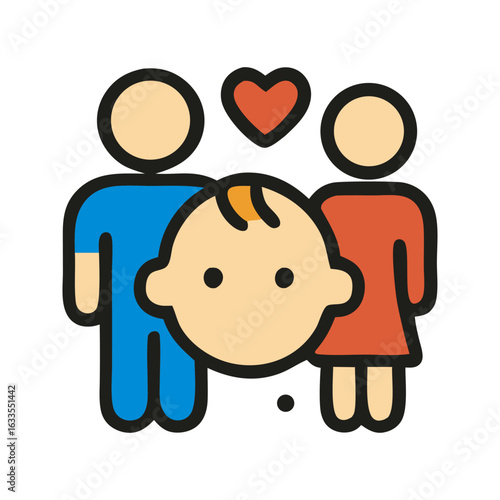Parental guidance illustration showing a nuclear family unit with responsible loving supervision. Perfect for family related designs and concepts.