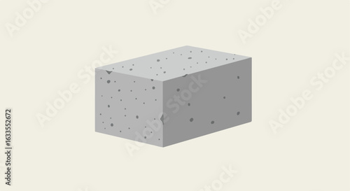 Porous concrete block on an off-white surface in a stylized illustration