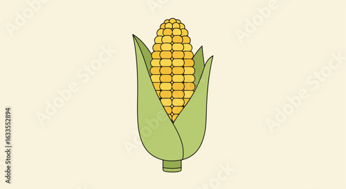 Cartoon ear of corn with husk