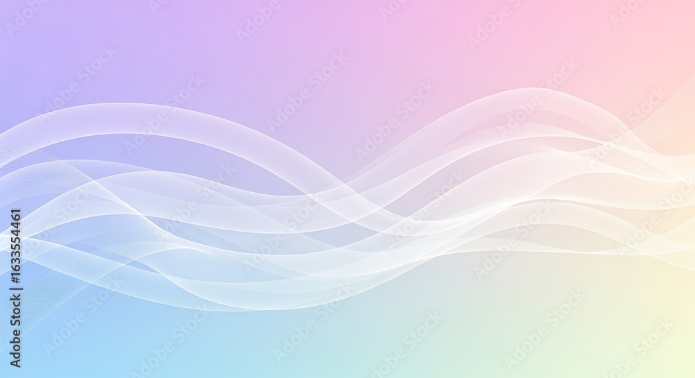 Naklejka premium Pastel Gradient Background with Abstract White Waves