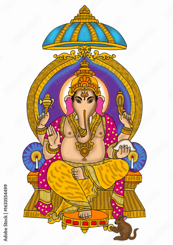 Fototapeta premium hand drawn digital art of lord ganesha