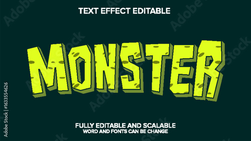 monster text effect vector editable