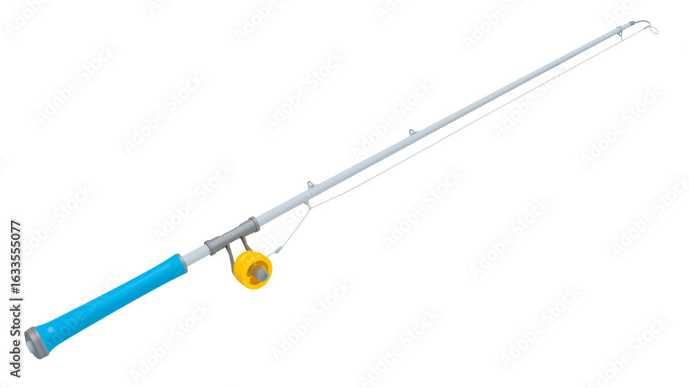 Fototapeta premium Get ready for adventure with this vivid fishing rod perfect for sports, recreation and outdoor lifestyle visuals inspiring fun and relaxation