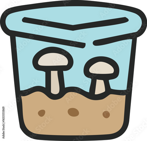 Mushroom cultivation kit flat line icon for home growing.