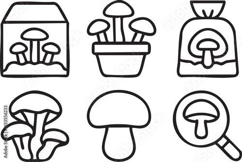 Mushroom Icons Collection For Cultivation And Study.