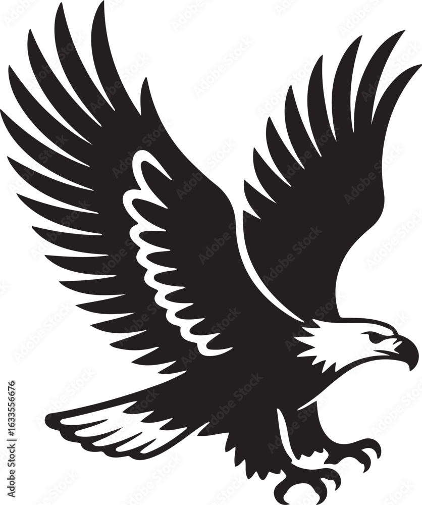 Obraz premium Bald Eagle Silhouette Vector Icon