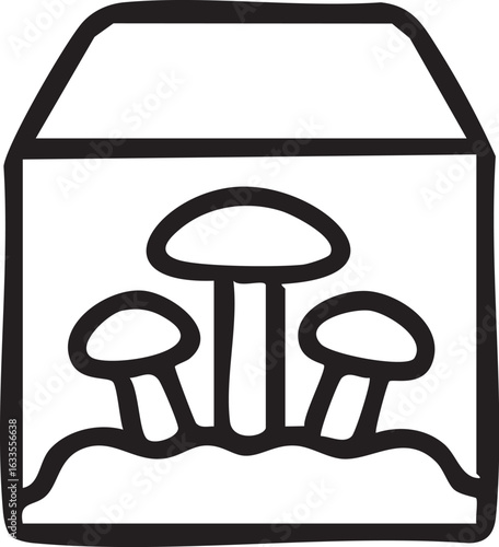 Simple Icon of Three Mushrooms Growing.