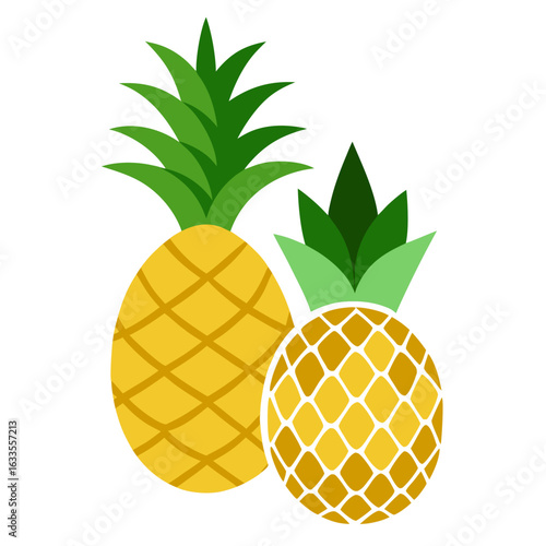pineapple fruit and pineapple vector silhouette with white background