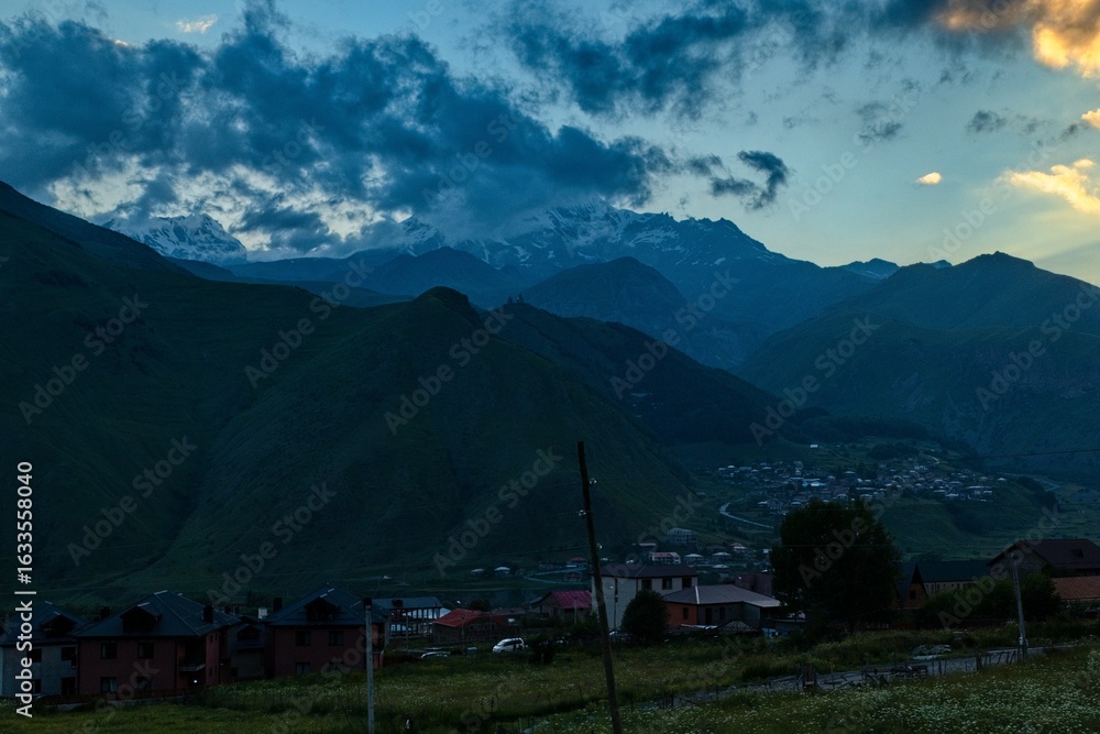 Fototapeta premium climbing mount kazbeg in georgia in summer