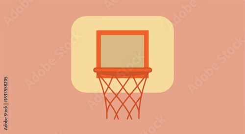 Basketball hoop with net on light peach background