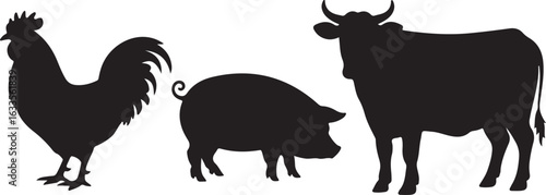 Cow Silhouette Vector | Farm Animal Clipart  Dairy Cow Silhouette | Rustic Farm Design  Standing Cow Silhouette | Livestock Animal Art