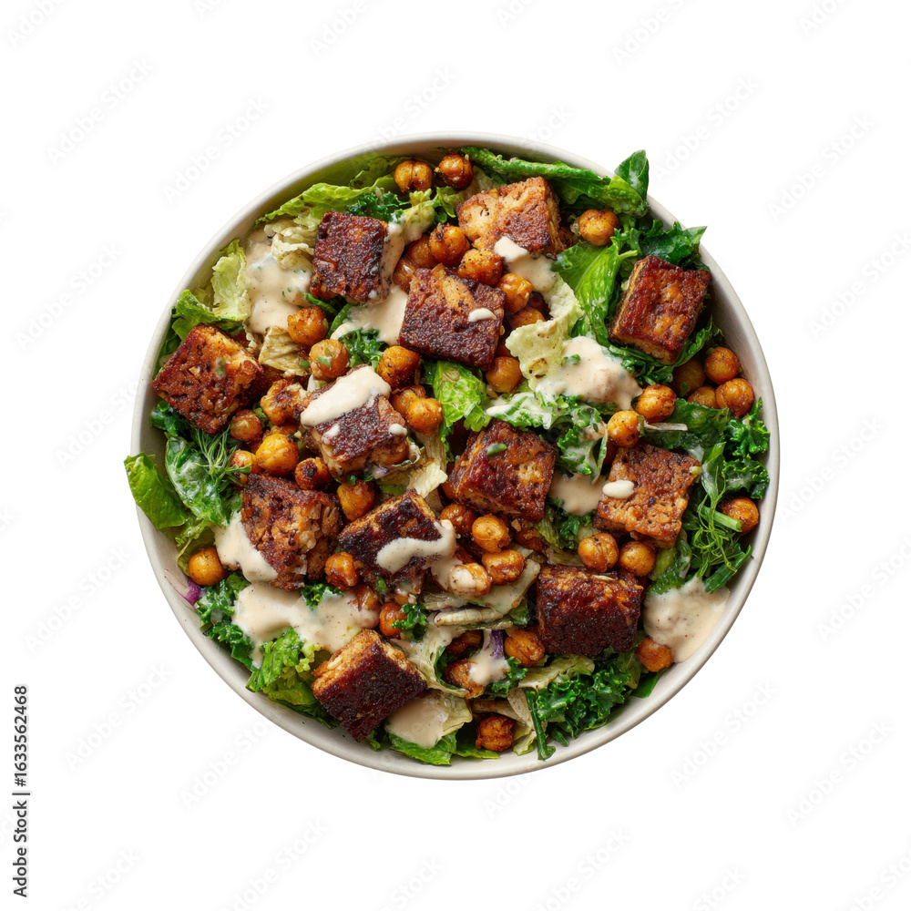 Delicious Tempeh and Chickpea Salad Bowl with Creamy Dressing Delicious Tempeh and Chickpea Salad Bowl with Creamy Dressing