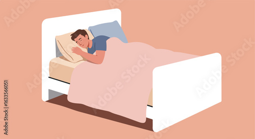 Sleeping man in bed