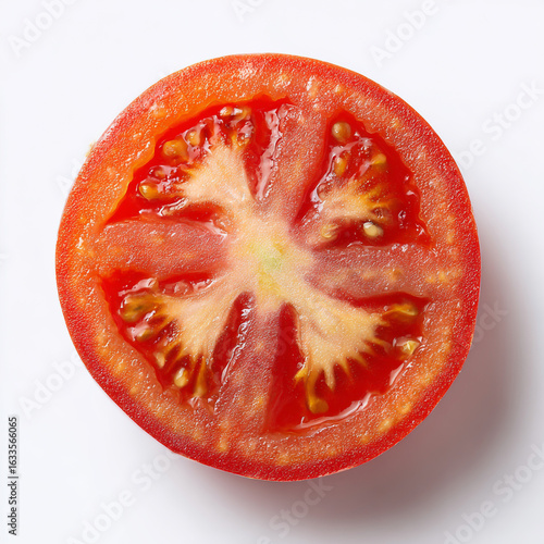 Wallpaper Mural Closeup of a vibrant tomato slice isolated on white background Torontodigital.ca