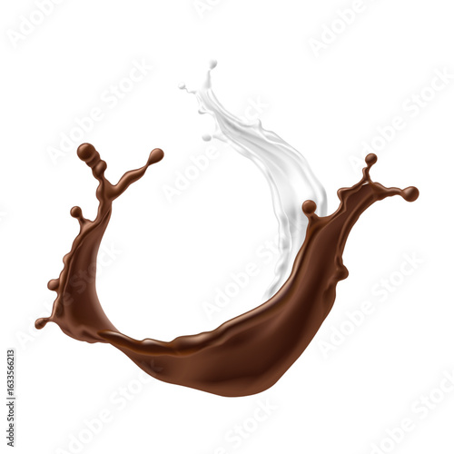 vector illustration of a chocolate and milk splash