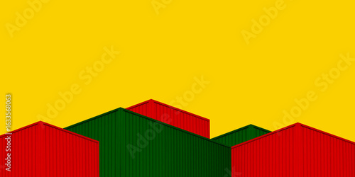 architecture design square shape corrugated wall geometric buiding. The factory warehouse is exterior decorated with corrugated texture to create a point of interest with beautyl